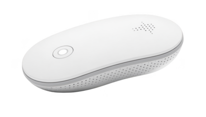 Closeup of a sleek smart chest sensor designed for monitoring nighttime reflux isolated on white background showcasing a minimalistic modern medical device.
