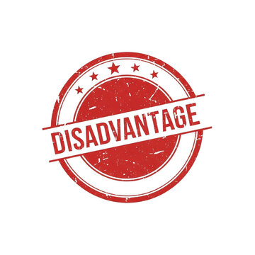 Red stamp with disadvantage text isolated on transparent background