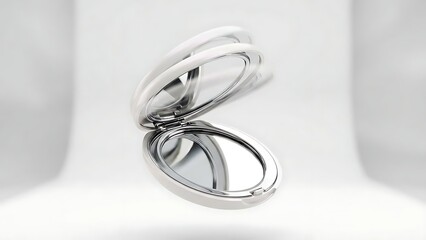 Open Compact Mirror with Reflective Surfaces Keywords: compact mirror, makeup mirror, beauty