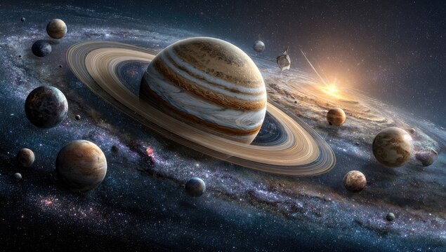 Cosmic view of planets and rings