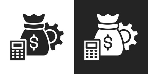 Cost Management Icon In Black And White Glyph Style