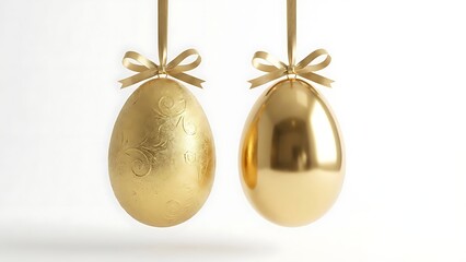 Two Golden Easter Eggs with Ribbons and Bows luxury
