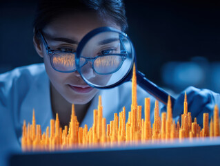 Digital intelligence and innovation shape future as scientist explores data visualization with digital literacy and curiosity