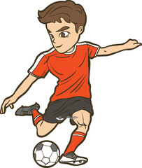 Cartoon soccer player kicking a ball