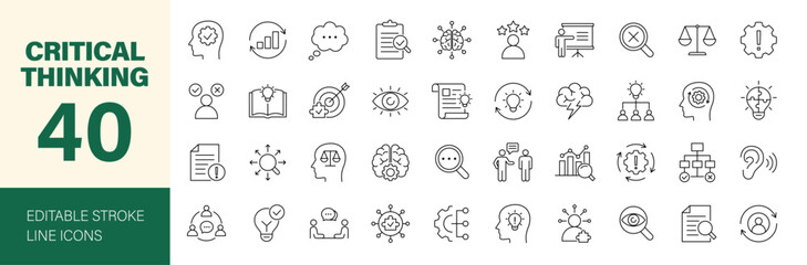 Critical thinking icon set. Editable line icons. Vector illustration. © Dear Lala