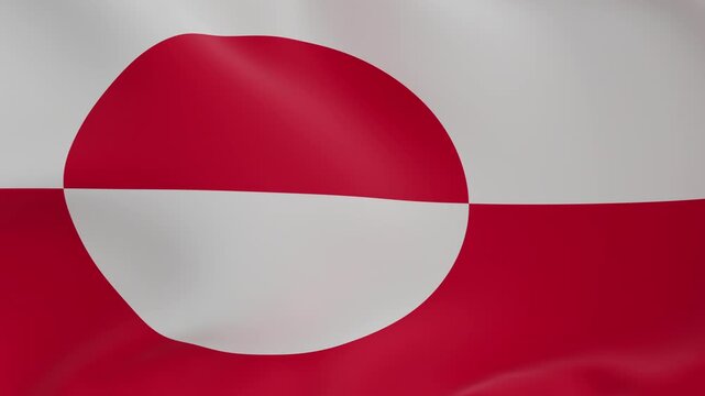 Greenland Flag Waving in Slow Motion, 4K High Resolution Arctic Symbol