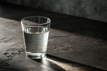 Cup of Water on Dark Surface Symbolizing Lenten Simplicity