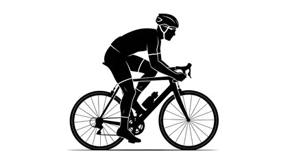 Professional cyclist riding bike in dynamic motion silhouette