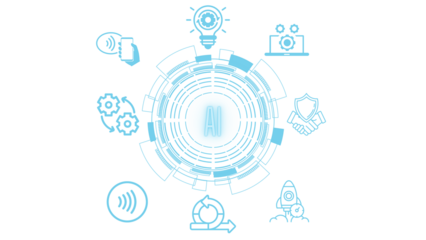 Transparent image of modern innovation ai built technology concept 