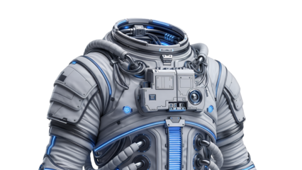 Modern White and Blue Astronaut Suit Mockup isolated on Transparent Background