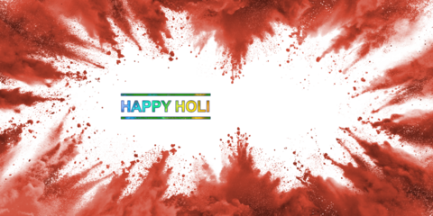 A vibrant Holi celebration with colorful powder on transparent background