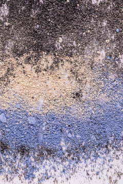 Eyeshadow textures in blue and black shattered patterns