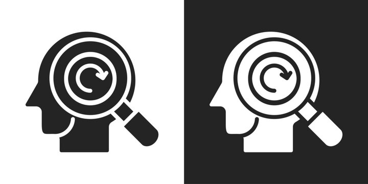 Introspection Icon In Black And White Glyph Style