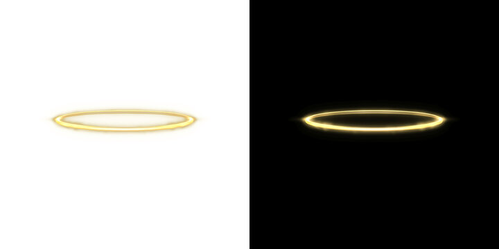 Thin Golden Light Ring and Angelic Halo Effect on transparent background