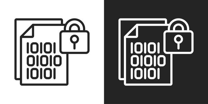 Encryption Icon In Black And White Line Style