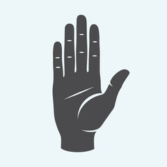 Fototapeta premium Dark Gray Flat Hand Palm Stop Gesture Vector Icon