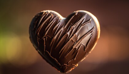 Chocolate heart with swirled topping against soft background