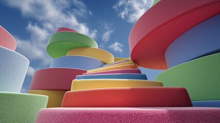 A multi-purpose visual content highlight vivid graphic elements arrangement: colorful plastic objects