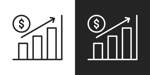 Profits Icon In Black And White Line Style