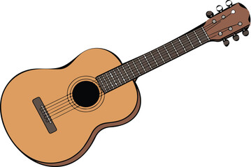 Fototapeta premium Cute Guitar Cartoon Icon Acoustic Wood Music Instrument