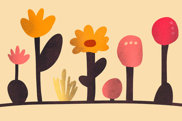 Floral illustration in modern folk art style