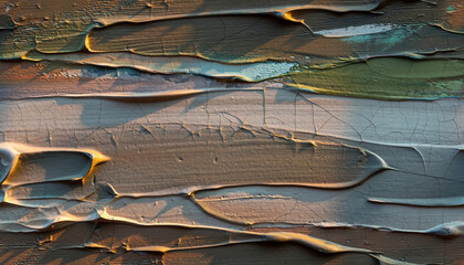 Beige impasto oil paint brushstroke texture background　ベージュと茶系の厚塗り油彩風ペイントの質感背景