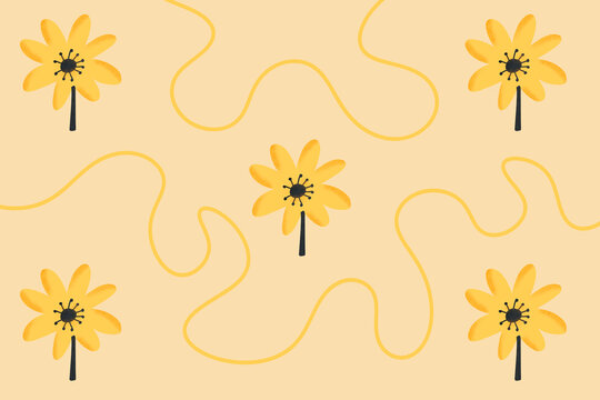 Whimsical floral illustration in modern folk art style