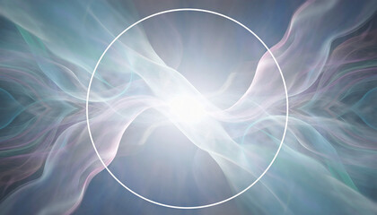 Mystic fluid background with white circle frame　中央に白い円がある幻想的な流体と光の背景　デジタルイラスト