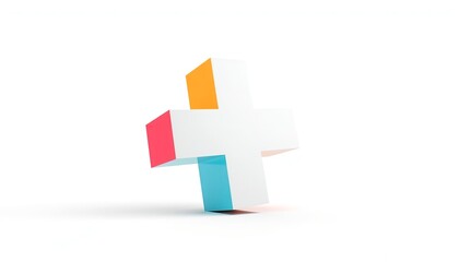 Obraz premium A colorful plus sign made of geometric shapes on a white background