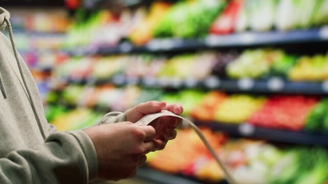 Scan scanning QR code Shipping Label For Delivery payment for parcels in shop store, supermarket paper list, receipt for purchases. 