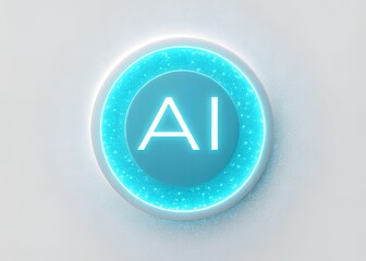 glowing blue artificial intelligence ai button