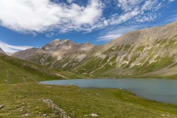 Lac du Goléon in the Arves Massif, French Alps, high-altitude mountain lake near La Grave...
