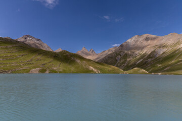 Lac du Goléon in the Arves Massif, French Alps, high-altitude mountain lake near La Grave...