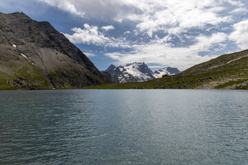 Lac du Goléon in the Arves Massif, French Alps, high-altitude mountain lake near La Grave...