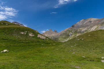 Panoramic mountain view of the Arves Massif in the French Alps