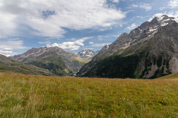 Panoramic mountain view of the Arves Massif in the French Alps