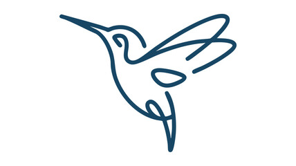 Minimalist line art hummingbird