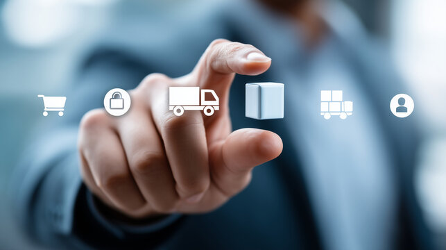 E-commerce professionals optimizing supply chain management, using AI-powered analytics stock photo, enhance logistics, inventory tracking, delivery efficiency, distribution operat - Powered by Adobe