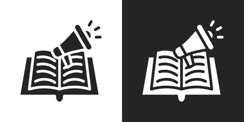 Educational Marketing Icon In Black And White Glyph Style