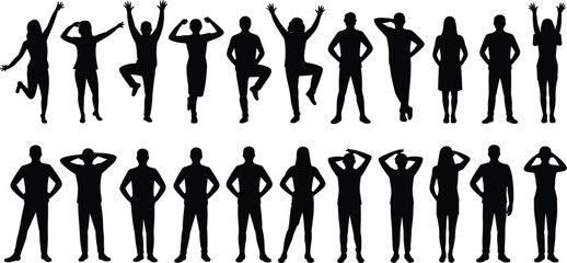 Fototapeta premium Large Collection of Male and Female Silhouettes in Various Poses person human