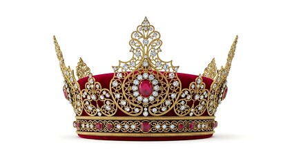 Obraz premium Crown isolated on white background with shadow. AI generated. 
