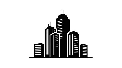 Fototapeta premium City Skyline Silhouette Illustration with Skyscrapers.