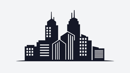 Fototapeta premium City Skyline Silhouette with Tall Buildings.