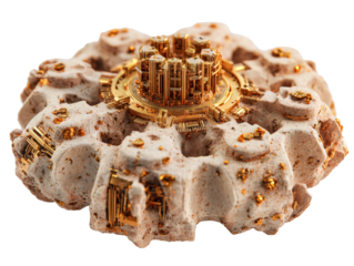 Futuristic Electronics Embedded in Natural Rock Formation 