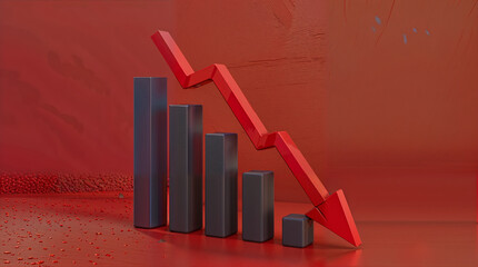 business graph with red arrow