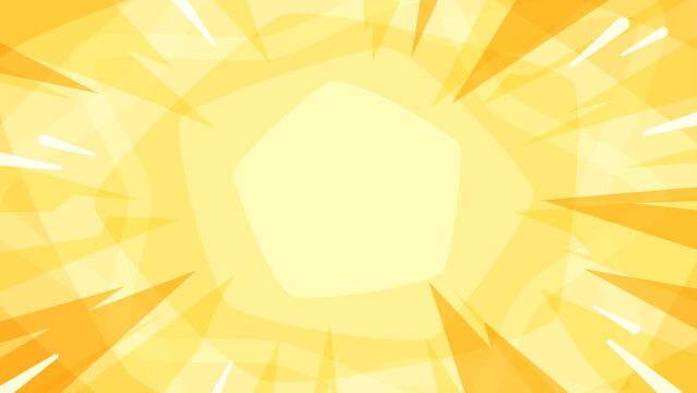 集中線と五角形が広がるシンプルな背景イラスト_黄色_16:9