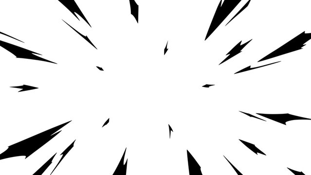 爆発で細い線が広がるエフェクトのシルエットの背景イラスト_16:9