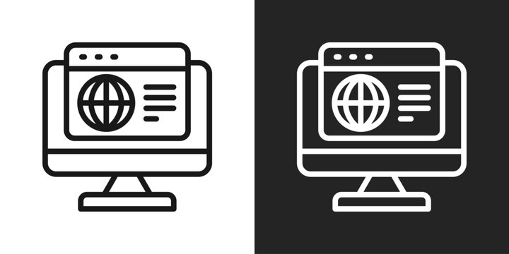 web browser Icon In Black And White Line Style