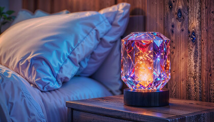 blue candle on a bed