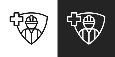 Safety At Work Icon In Black And White Line Style
